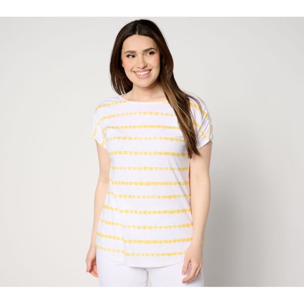 Top Knot Women's Sz 2XS (XXS) Denim & Co. Americana Texture Knit Yellow A650042
